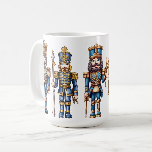 MUG SOLDATS NUTCRACKER DE NOËL BLEUS ET OR (Devant gauche)