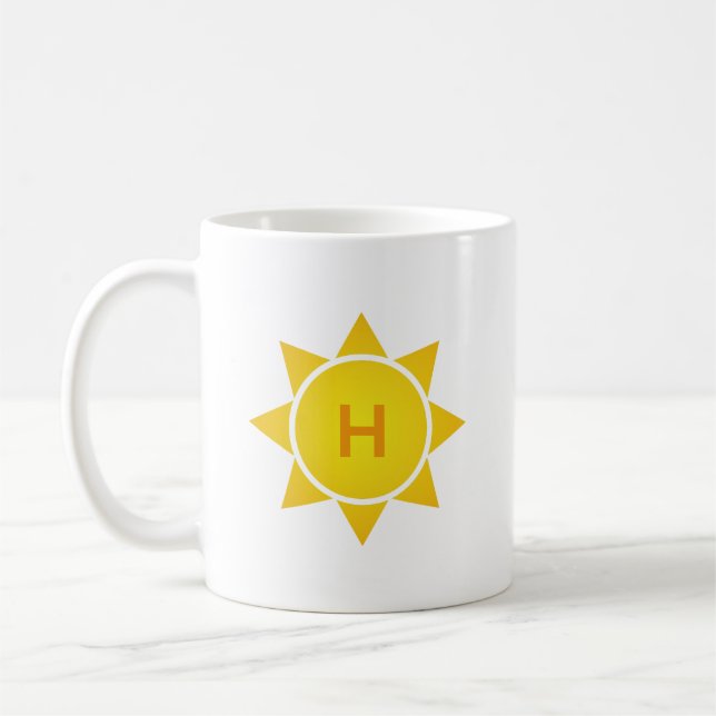 Mug Soleil à dégradé jaune avec monogramme à une lettr (Gauche)
