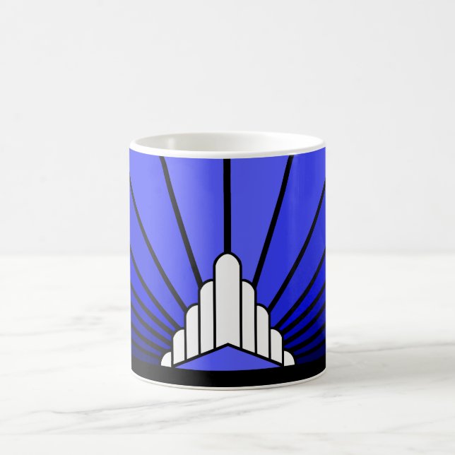 Mug Soleil Art déco en bleu (Centre)