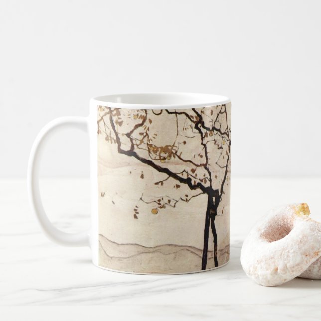 Mug Soleil d'automne et arbres par Egon Schiele, Art a (Avec donut)