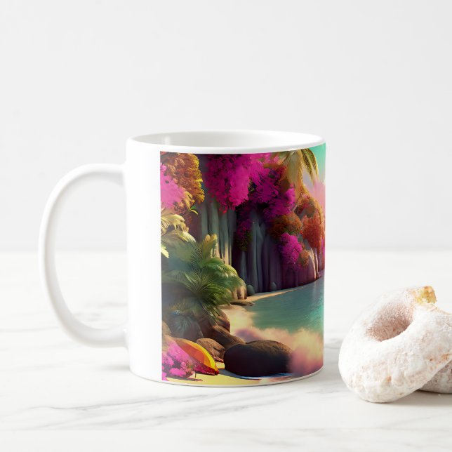 Mug Soleil de la plage tropicale (Avec donut)