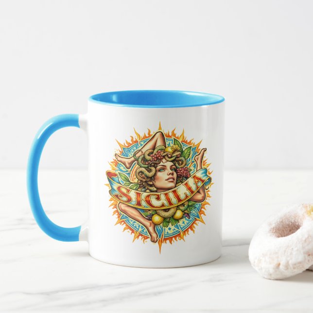 Mug Soleil de Sicilia Trinacria  (Avec donut)