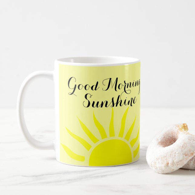 Mug Soleil" jaune lumineux | Sun jaune "bonjour (Avec donut)
