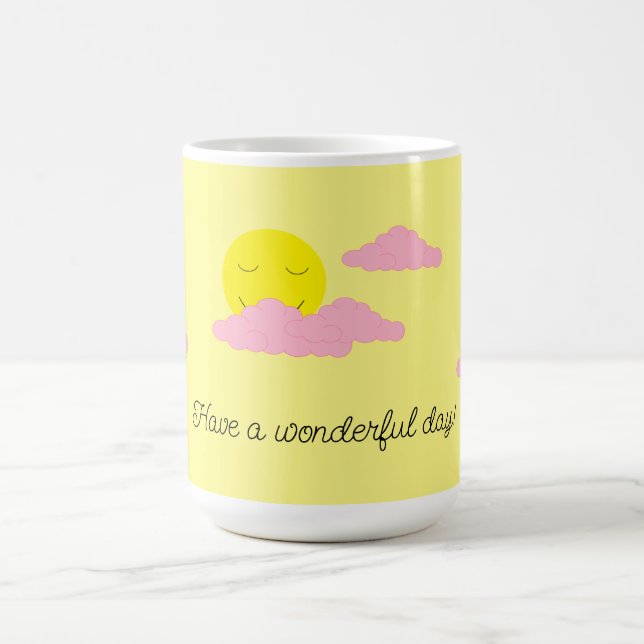 Mug Soleil levant avec des nuages roses : Jaune (Centre)