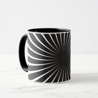 Mug Soleil noir et blanc de la spirale rétro