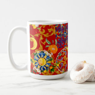 Mug soleil sicilien, demi lune, été, majolica, citron