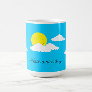 Mug Soleil souriant avec nuages : Turquoise