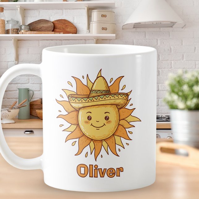 Mug Soleil souriant avec Sombrero - Doodle de Fiesta E (Créateur téléchargé)