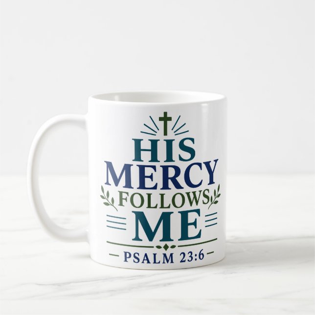 Mug Son amour me poursuit Art chrétien classique (Gauche)