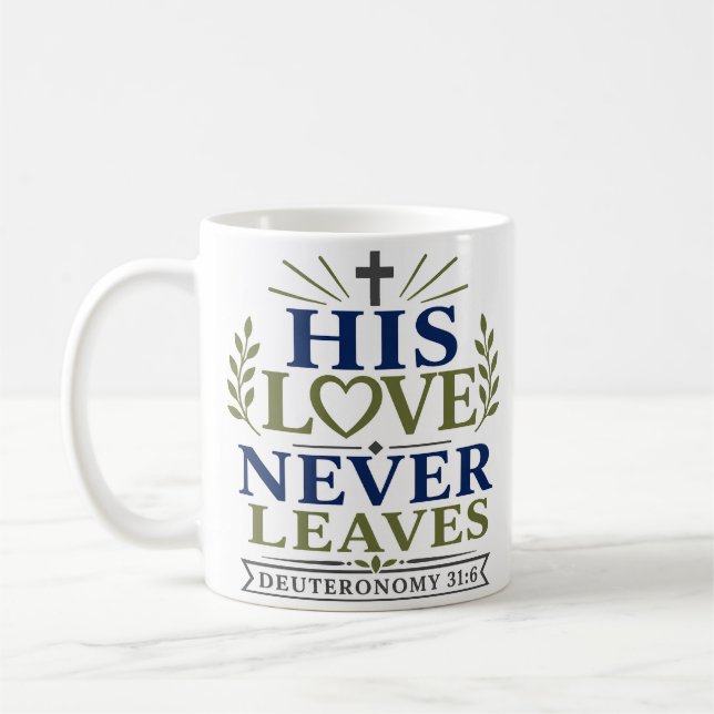 Mug Son Amour Ne Quitte Jamais Verset Biblique Minimal (Gauche)