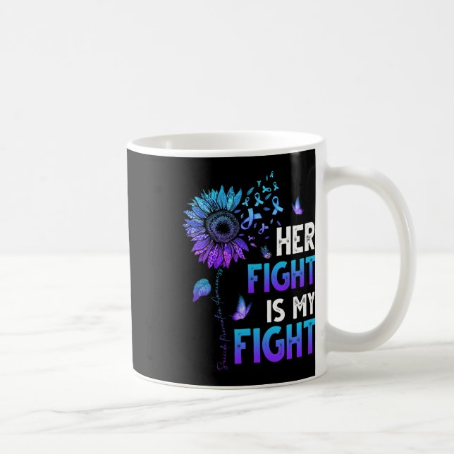 Mug Son Combat Est Mon Combat Turquoise Et Violet Ribb (Droite)