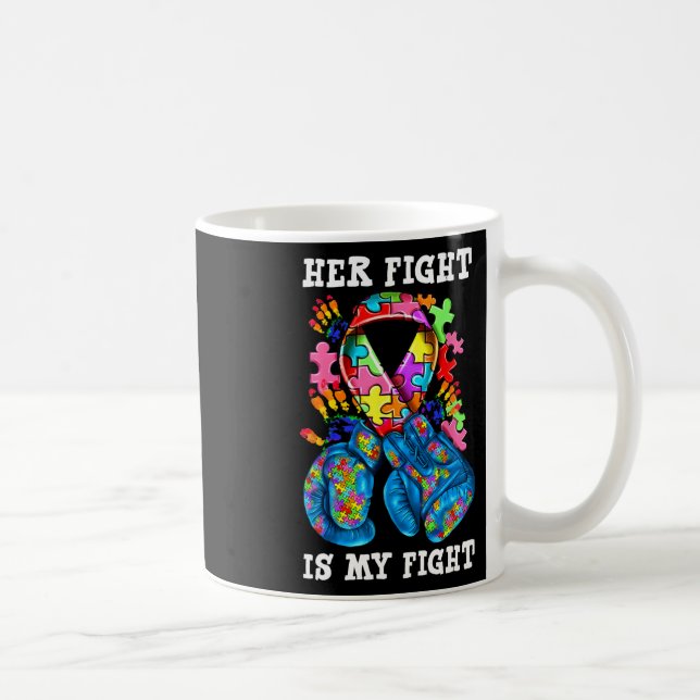 Mug Son combat est mon Sensibilisation sur l'autisme d (Droite)