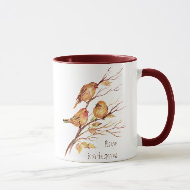 Mug Son oeil est sur le Bruant, Inspiration, Oiseau (Droite)