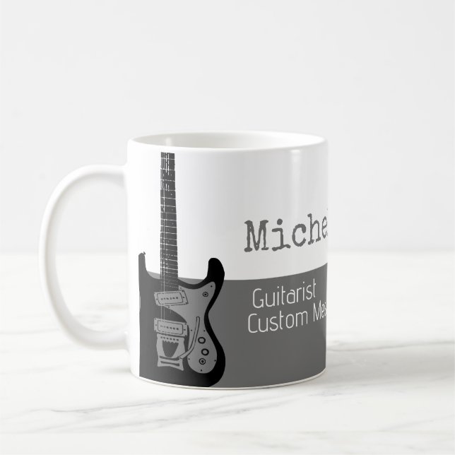 Mug son professionnel (guitariste) mi-gris mi-blanc (Gauche)