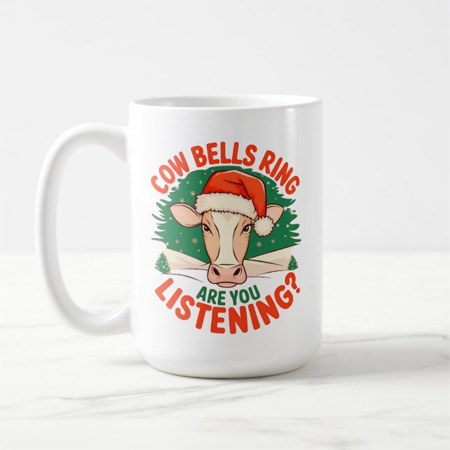 Mug Sonnailles de vache sonnent Vous écoutez? Drôle de (Gauche)