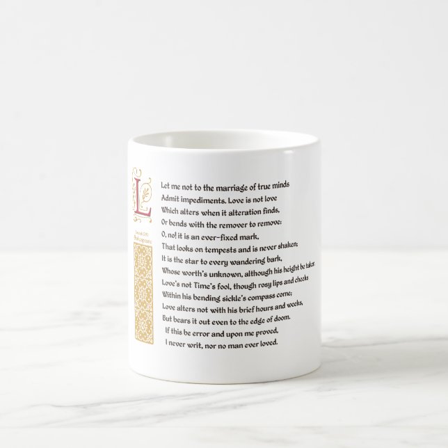 Mug Sonnet 116 de Shakespeare (CXVI) sur le parchemin (Centre)