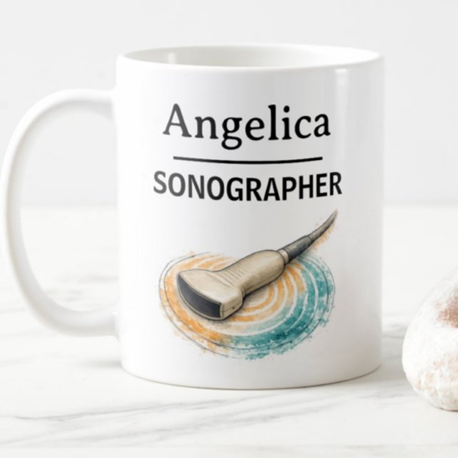 Mug SONOGRAPHER Personalize Name Ultrasound Probe Gift (Créateur téléchargé)