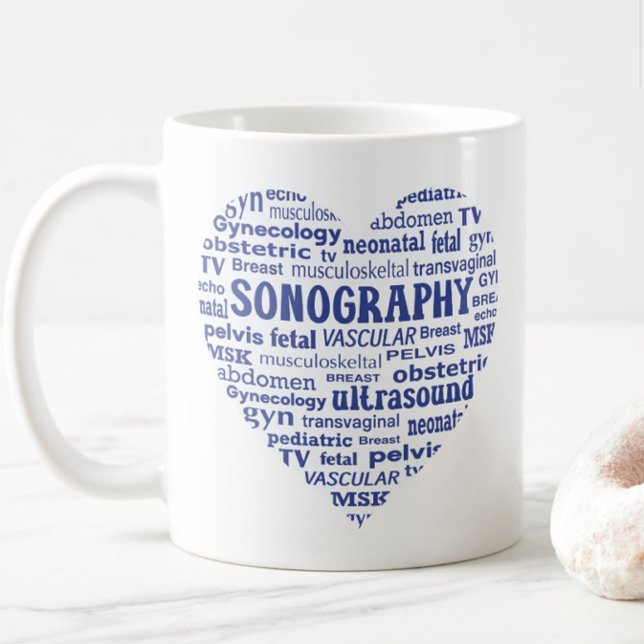 Mug Sonography Specialty Blue Heart Sonographer Gift (Créateur téléchargé)