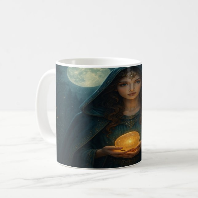 Mug Sorcelleresse mystique avec orbe lumineuse (Devant gauche)