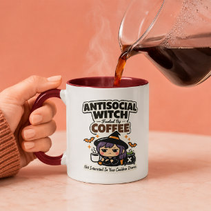 Mug Sorcière Antisociale Alimentée par le Café, Hallow