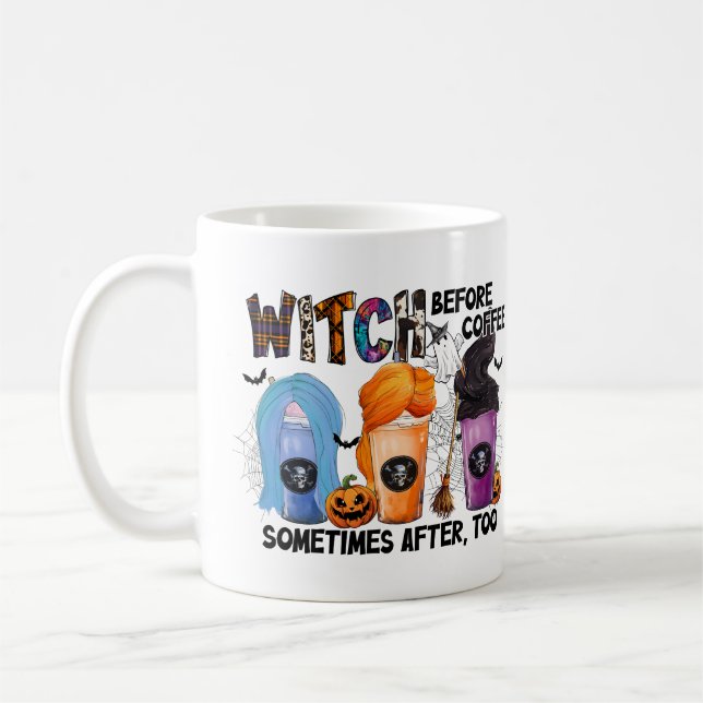 Mug Sorcière Avant Café Cute Sarcastique Drôle Hallowe (Gauche)