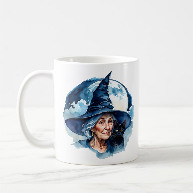 Mug Sorcière avec un chat - Halloween Wicca 1 (Gauche)