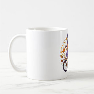 Mug Sorcière Bicyclette Randonnée d'Automne Art d'Hall