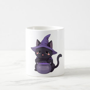 Mug Sorcière Chat Noir Kawaii Chaudron d'Halloween
