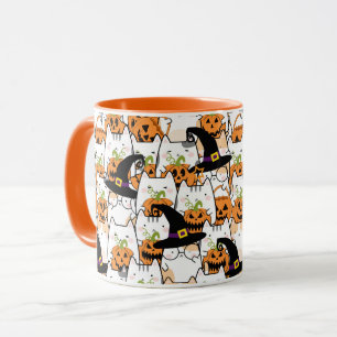 Mug Sorcière de chat mignonne tenant Bumkin Halloween