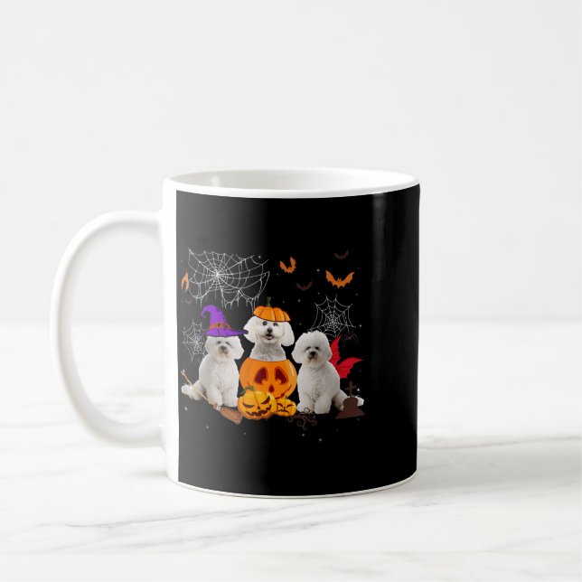 Mug Sorcière de citrouille drôle Bichon Frise Chien Ha (Gauche)