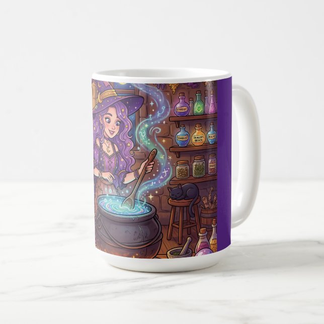 Mug Sorcière de dessin animé faisant une potion d'amou (Devant droit)