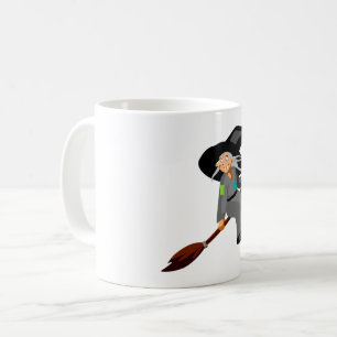 Mug Sorcière de dessin animé fantaisiste volant sur un