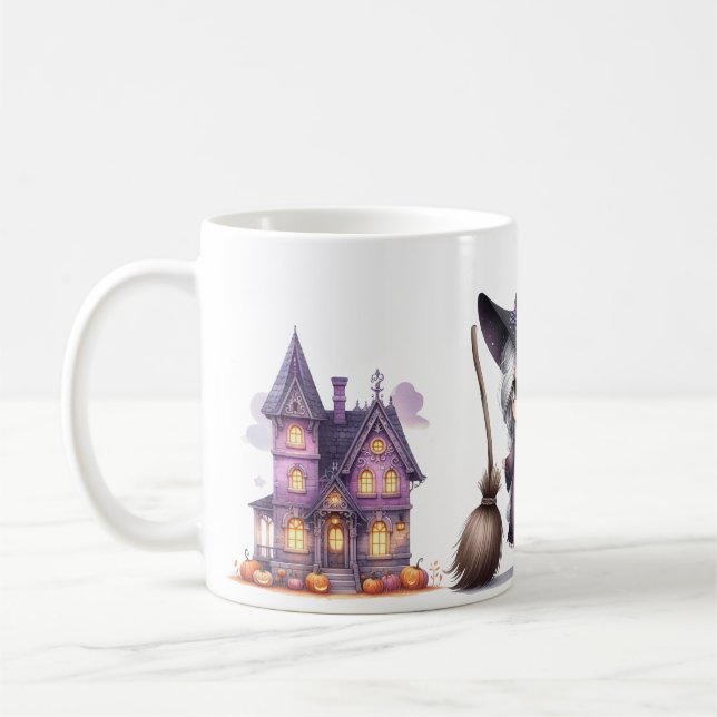 Mug Sorcière d'Halloween Sorcellerie Magiciens Château (Gauche)