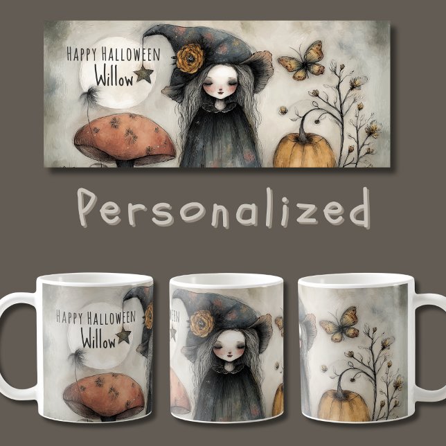 Mug Sorcière d'Halloween Vintage, Personnalisée (Créateur téléchargé)