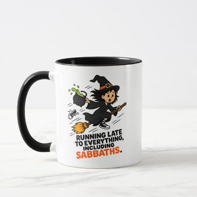 Mug Sorcière drôle avec TDAH en retard pour Halloween (Gauche)