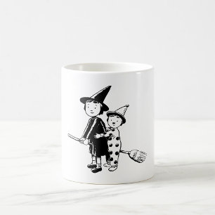 Mug Sorcière et clown d'Halloween chevauchant un balai