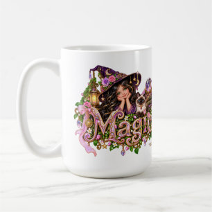 Mug Sorcière girly d'Halloween et magie de chat siamoi