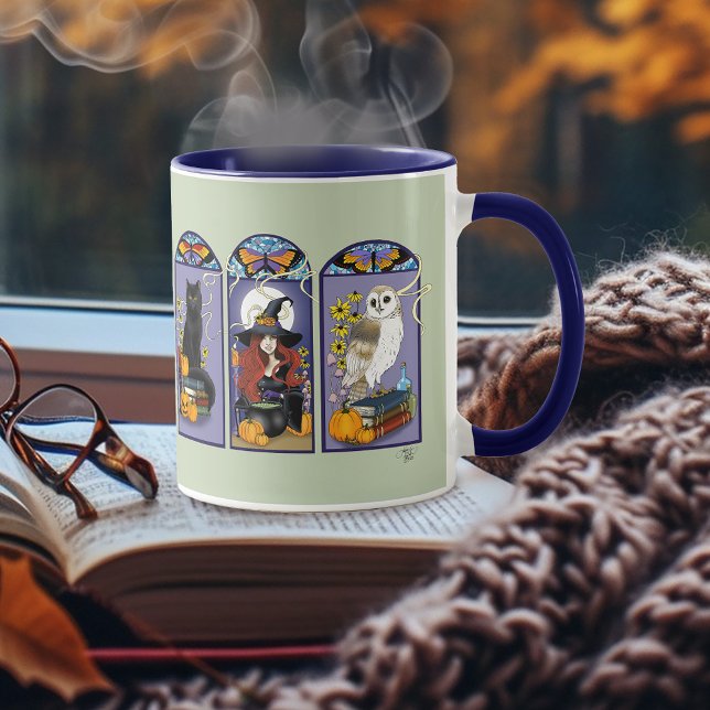 Mug Sorcière gothique chat noir hibou Halloween Art no (Créateur téléchargé)