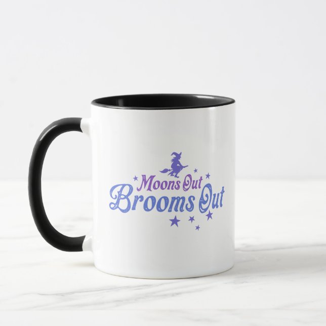 Mug Sorcière Halloween Balais Dehors Lunes Dehors (Gauche)