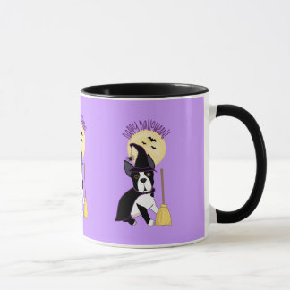 Mug Sorcière heureuse de Halloween Boston Terrier