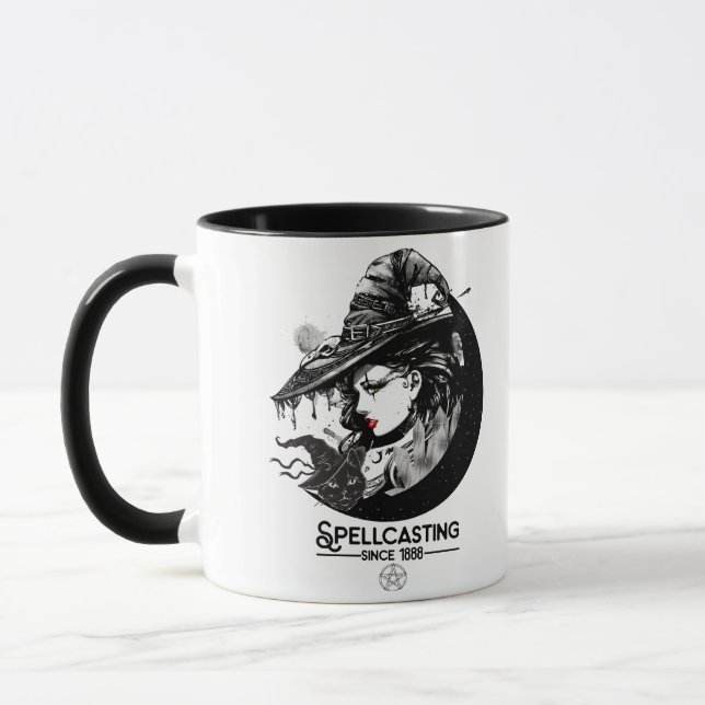 Mug Sorcière jolie & Chat noir Sorcellerie Wicca (Gauche)
