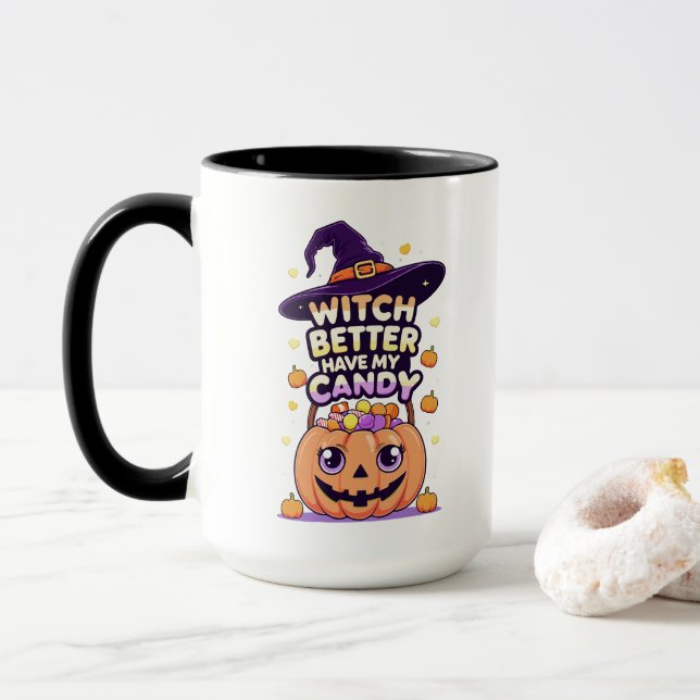 Mug Sorcière mieux avoir mon bonbon - mignonne Hallowe (Avec donut)