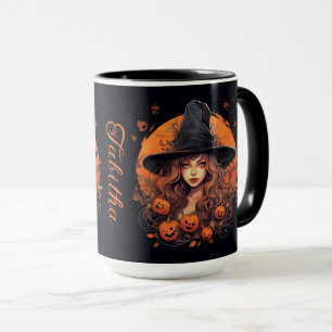 Mug Sorcière mignonne avec le nom Halloween