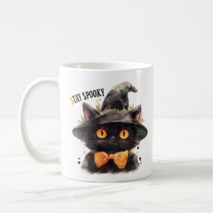 Mug Sorcière noire chat avec noeud papillon Halloween