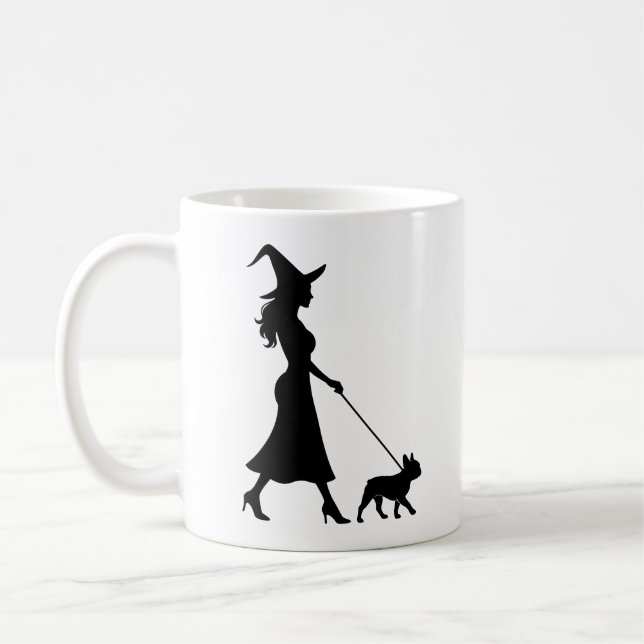 Mug Sorcière promenant Frenchie (Gauche)