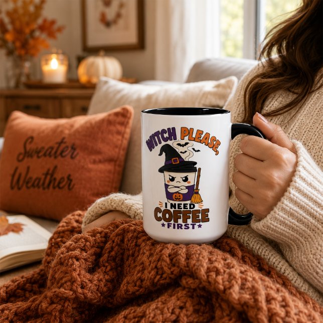 Mug Sorcière, s'il vous plaît, café d'abord noir grand (Créateur téléchargé)