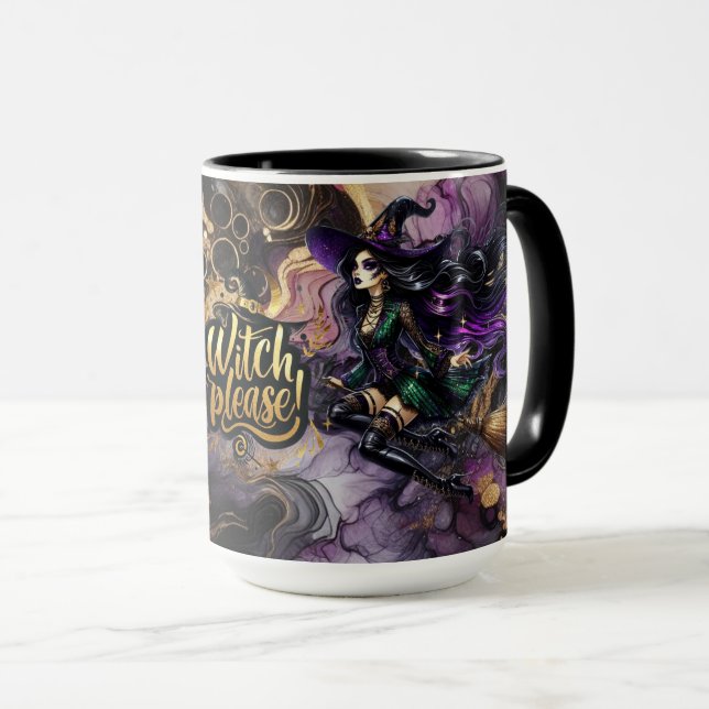 Mug Sorcière s'il vous plaît ! Sorcière gothique païen (Devant droit)