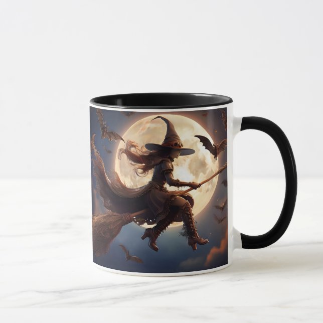 Mug Sorcière Steampunk Halloween Vol au Clair de Lune (Droite)