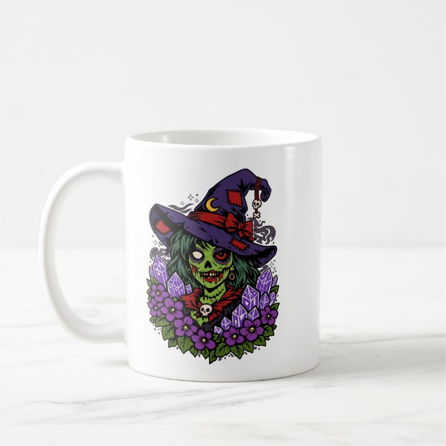 Mug Sorcière zombie de février avec des gemmes et des  (Gauche)