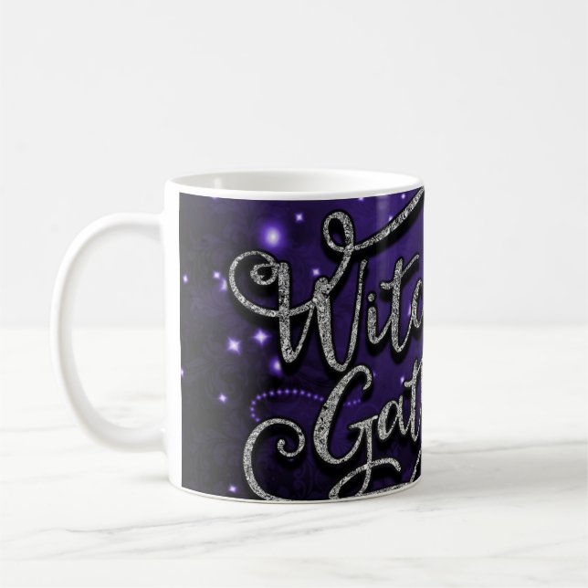 Mug Sorcières rassemblées damassé violet et noir Hallo (Gauche)
